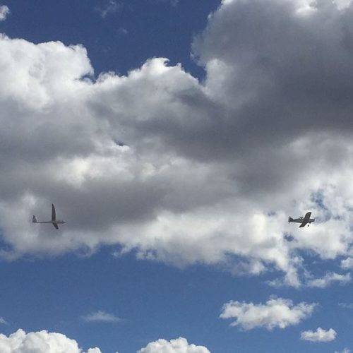 A plane and glider flew right past us as we …