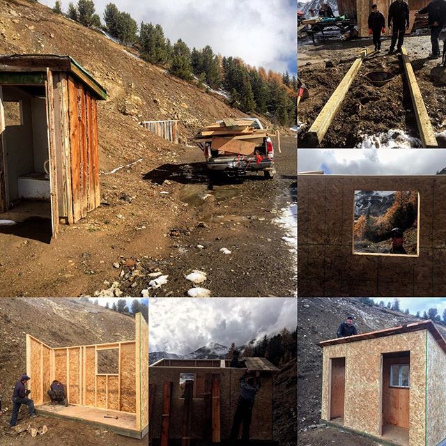 Big day up at Paradise Cabin today constructing a new outhouse. #FallProjects #WinterIsComing #ColumbiaValley #PanoramaBC #SnowmobileTours