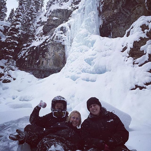 #Repost @cpeters1982 with @repostapp
・・・
Took a little trek up to a waterfall well on our snowmobile tour, myself and the other lovely ladies in our group ????????☃️ #purcellmountains #panoramamountainvillage #panoramabc #tobycreek #tobycreekadventures #snowmobiletours @tobycreekadv