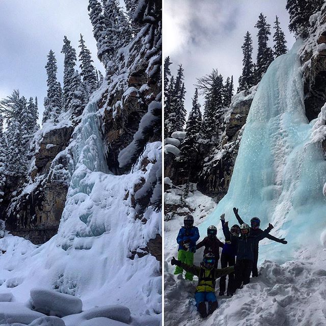 The Smith Falls. The left photo was taken December 5 and the right photo was taken yesterday. Although mostly frozen, some water continues to flow slowly over the falls causing the ice to grow over time. This side by side shot shows how much the ice has grown over the past six weeks.

That's a group from @nonstopsnow visiting the falls yesterday during the full day tour to Paradise.