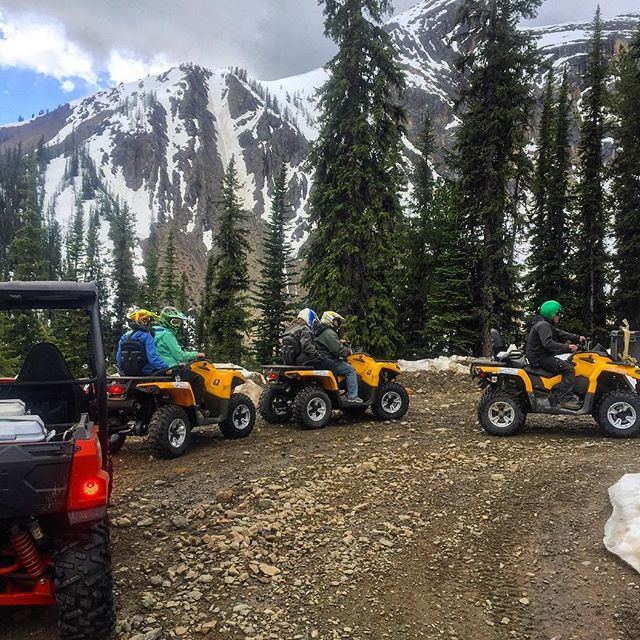 Our brand new yellow @canam #Outlander 2-person #ATV machines looked snappy out on the trail to #ParadiseCabin today.