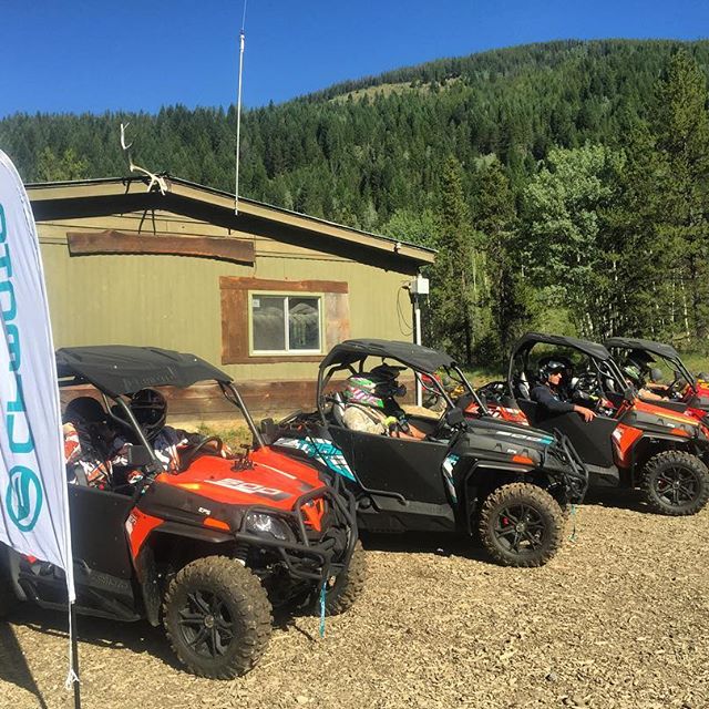 #CFMOTO contest winners at the start of their first day of adventures at #TobyCreekAdventures today.