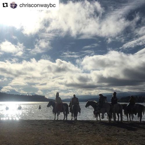 #Repost from @chrisconwaybc ・・・ Riders welcoming paddlers ashore at the …