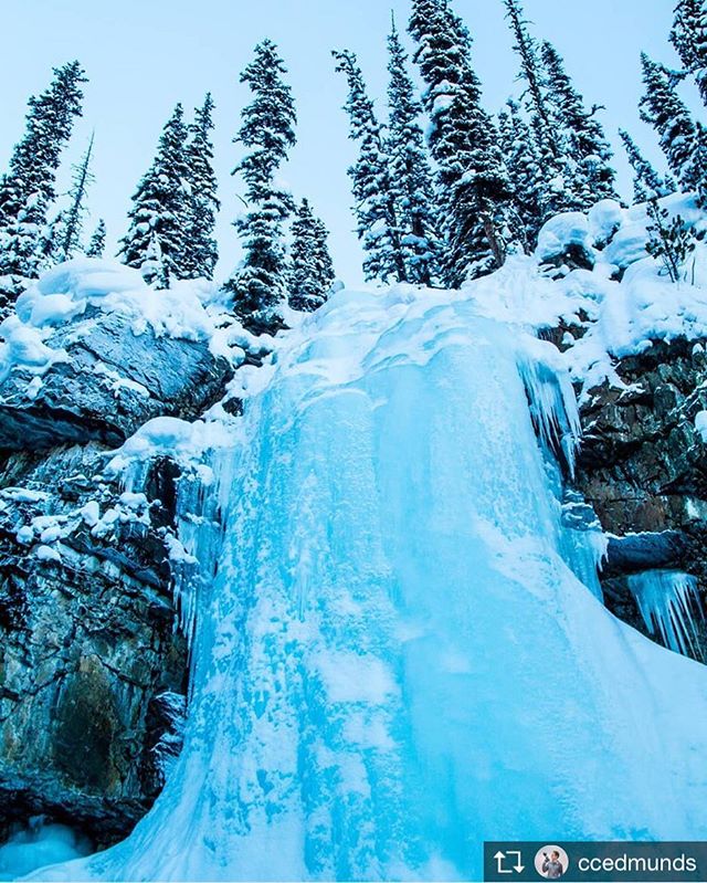 Repost from @ccedmunds Even after a full day riding snowmobiles through the Canadian backcountry, I couldn't resist hiking up to this stunning icefall. Fun fact: waterfalls freeze from the bottom up. Thank you @tobycreekadv for an incredible day in the mountains!