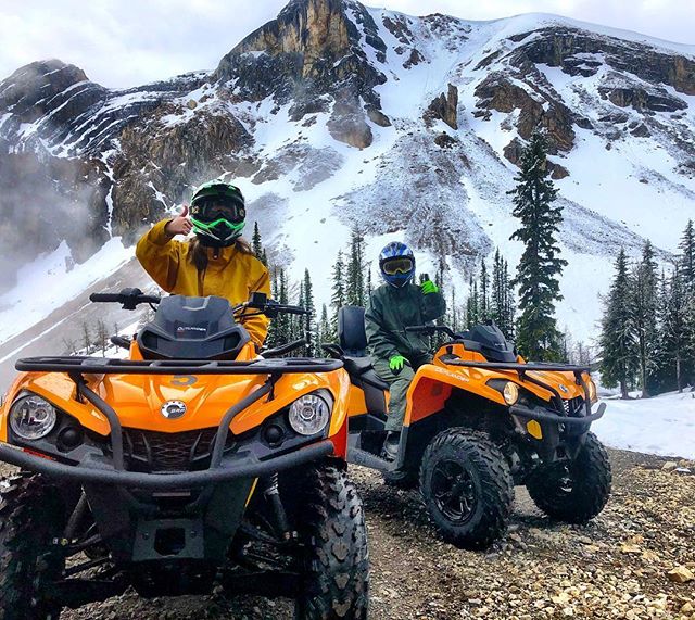 There was a fresh dusting of new snow at Paradise Basin today. It made for a magical scenic experience for these two guests from #Wisconsin on the morning half-day trip. .
.
Hey check out the shiny new 2018 #CanAm ATVs - this was the first trip out for these machines.
.
.
@canam #tobycreekadventures #canadianrockies #panoramabc #atvtours