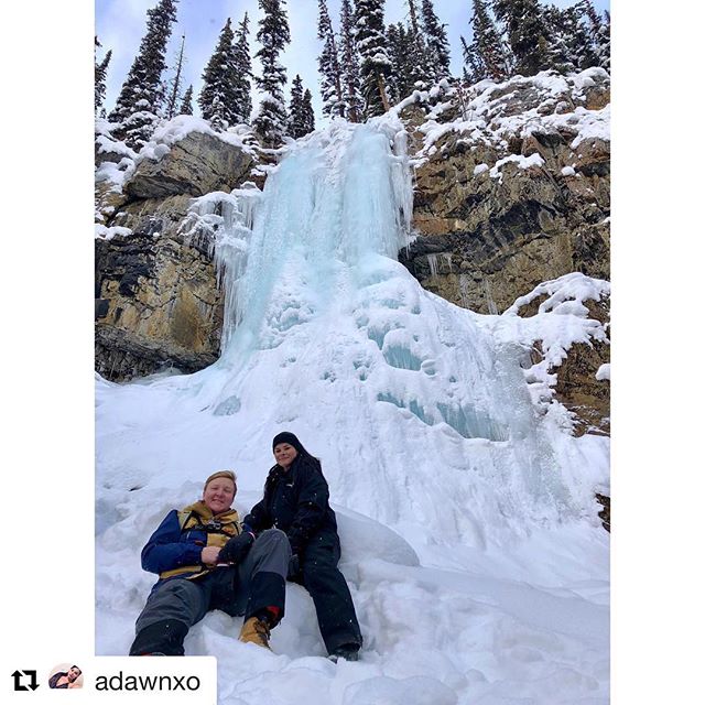 #Repost from @adawnxo ・・・
Beautiful scenery on the ride up the mountain ❄️
.
.
.
#naturephotography #explorebc #tobycreek #coworkers #friends #snowmobiling #epicviews #frozenwaterfall #snowday #canadianrockies #firstrideoftheseason #staffappreciationday #freeactivities #lifeintherockies  #imagesofcanada #adrenalinejunkie #perksofthejob #outdooradventures