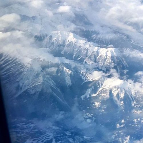 Here’s a view of our mountain playground from 30, 000’. …