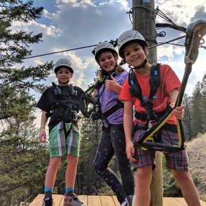 3-kids-on Valley Zipline platform