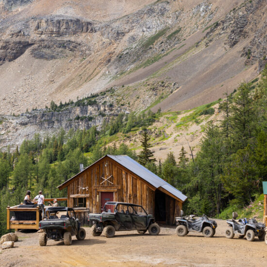 Paradise Cabin Toby Creek with Group on Deck + SXS & ATVs